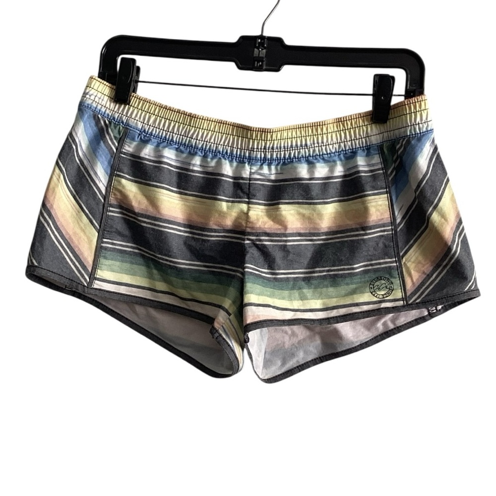 Billabong Black and Yellow Athletic Shorts Lightweight Elastic Waist Size Small